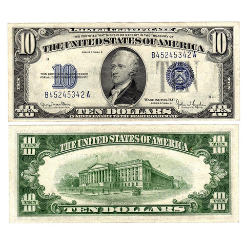 1934-D $10 Silver Certificate FR. 1705 - Very Fine