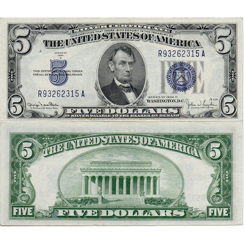 1934-D $5 Silver Certificate Fr. 1654 - Choice About Uncirculated