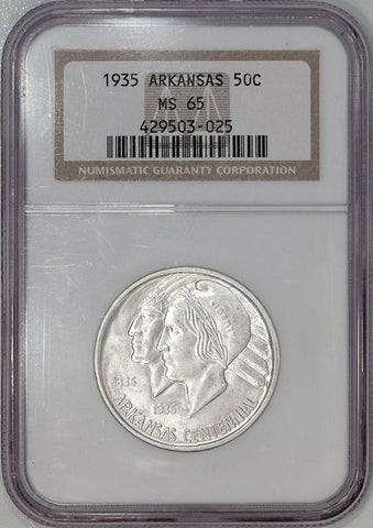 1935 Arkansas Silver Commemorative Half Dollar - NGC MS 65 - Gem Uncirculated