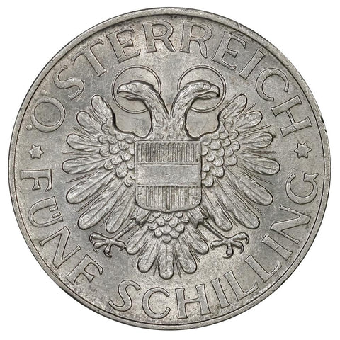 1935 Austria 5 Schilling KM.2853 - About Uncirculated