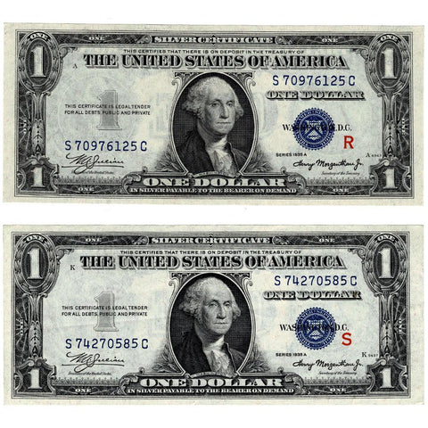 1935-A $1 Experimental "R & S" Silver Certificates Fr. 1609/10 - About Uncirculated