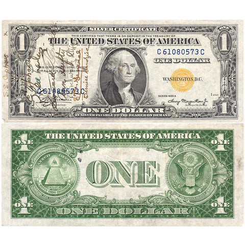 U.S.S. Cepheus Short Snorter 1935-A $1 North Africa Silver Certificate - Very Fine
