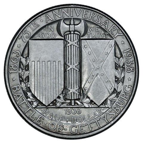 1936 Gettysburg Silver Commemorative Half Dollar - Brilliant Uncirculated