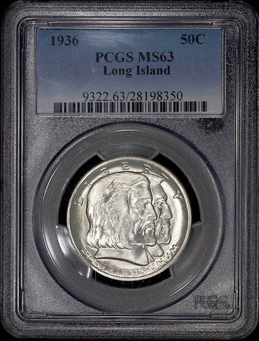 1936 Long Island Silver Commemorative Half Dollar - PCGS MS 63