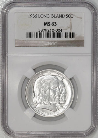 1936 Long Island Silver Commemorative Half Dollar - NGC MS 63