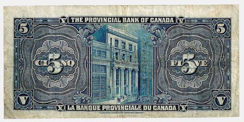 1936 $5 Provincial Bank of Canada Montreal, Charlton 615-18-02 ~ Crisp Very Fine