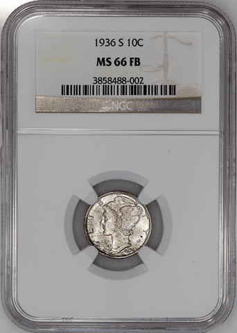 1936-S Mercury Dime - NGC MS 66 FB