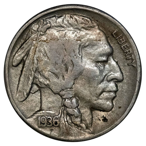 1936-S/S Buffalo Nickel Repunched Mintmark FS-501 - Extremely Fine