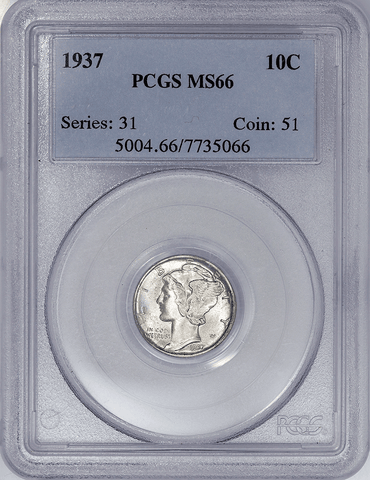 1937 Mercury Dime - PCGS MS 66