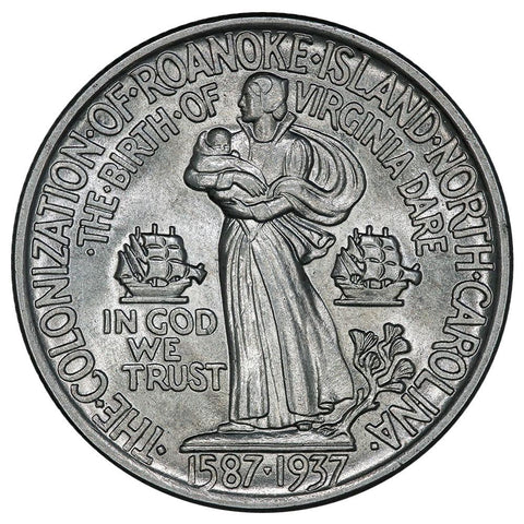 1937 Roanoke Island Silver Commemorative Half Dollar - Brilliant Uncirculated