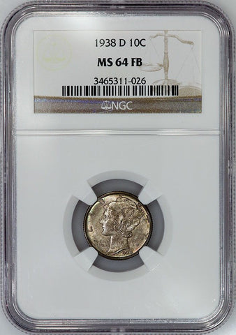 1938-D Mercury Dime - NGC MS 64 FB