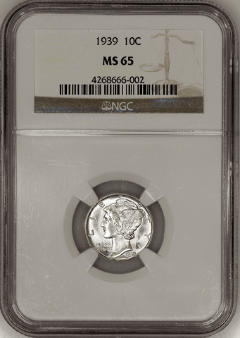 1939 Mercury Dime - NGC MS 65