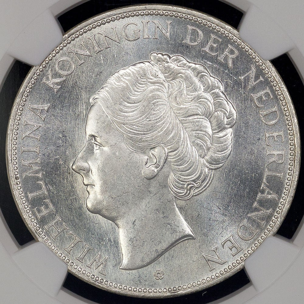 Netherlands - 1939 Wilhelmina I Silver 2 1/2 Gulden - KM.165 - NGC AU