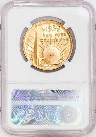 1939 New York Worlds Inauguration Centennial Gilt Bronze Medal B-3002A - NGC MS 64