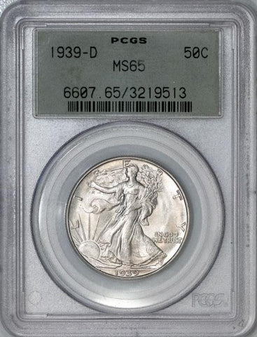 1939-D Walking Liberty Half Dollar - PCGS MS 65 - Gem Brilliant Uncirculated