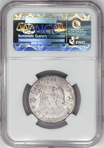 1934-F Germany, Third Reich Silver 5 Reichsmark (Potsdam) KM.83 - NGC MS 63