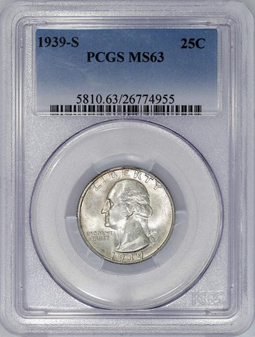 1939-S Washington Quarter - PCGS MS 63 - Choice Uncirculated