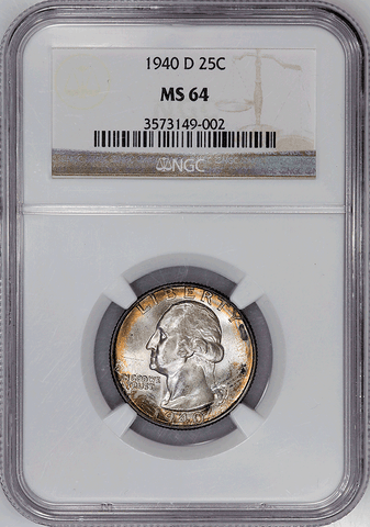 1940-D Washington Quarter - NGC MS 64