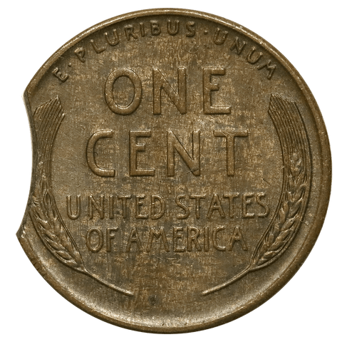 1941 Lincoln Wheat Cent - Curved Clip Error - About Uncirculated Brown