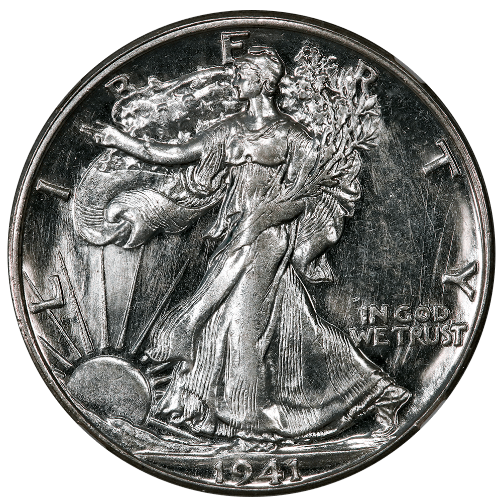 1941-S Walking Liberty Half Dollars - NGC MS 61 Star - Prooflike Obver