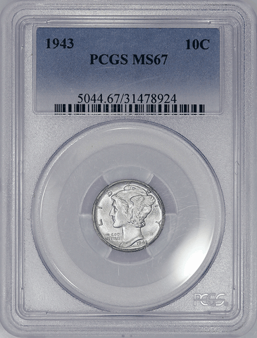 1943 Mercury Dime - PCGS MS 67