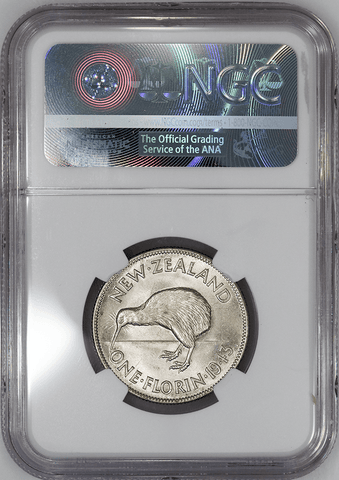1943 New Zealand Silver Florin Pence KM.10.1 - NGC MS 64