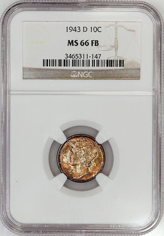 1943-D Mercury Dime - NGC MS 66 FB - Gem Uncirculated Full Bands
