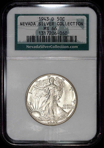 1943-D Walking Liberty Half Dollar ~ NGC MS 66 ~ Nevada Silver Collection
