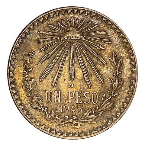 1945-M Cap & Rays Silver Peso - KM.455 - Extremely Fine