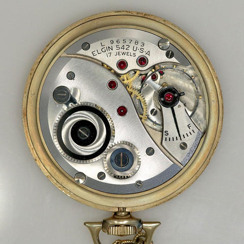 1946 Elgin 14K Pocket Watch - 17 Jewel, Model 5, Grade 542, Size 10s