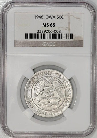 1946 Iowa Silver Commemorative Half Dollar - NGC MS 65