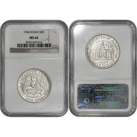 1946 Iowa Silver Commemorative Half Dollar - NGC MS 64
