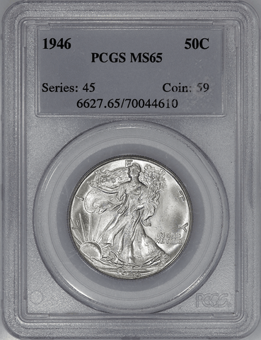 1946 Walking Liberty Half Dollar - PCGS MS 65 - Gem Brilliant Uncirculated