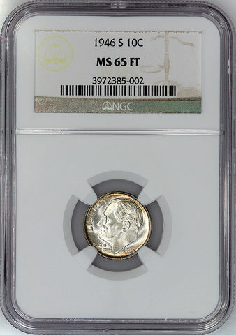 1946-S Roosevelt Dime - NGC MS 65 FT (Full Torch)