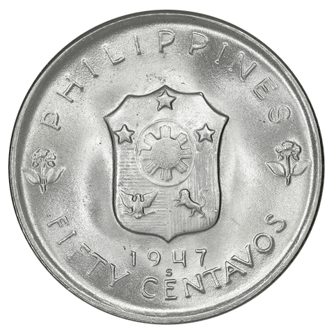 1947-S Philippines Silver 50 Centavos KM.184 - Gem Brilliant Uncirculated