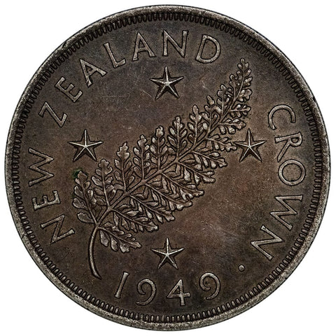 1949 New Zealand Silver Crown KM. 22 - Extremely Fine+