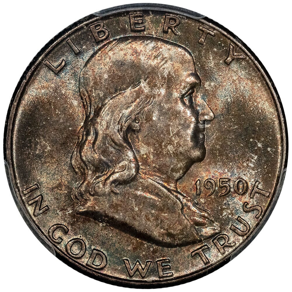 1950 Franklin Half Dollar - PCGS MS 66 FBL - Toned Gem