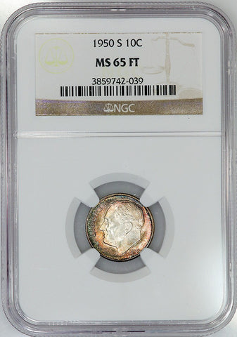 1950-S Roosevelt Dime - NGC MS 65 FT (Full Torch)