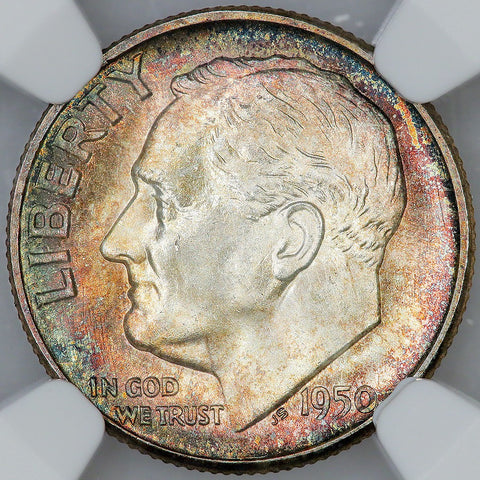 1950-S Roosevelt Dime - NGC MS 65 FT (Full Torch)