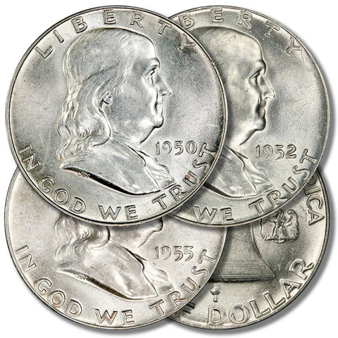 1950, 1952 & 1955 Franklin Halves - About Uncirculated/Brilliant Uncirculated - Super Special
