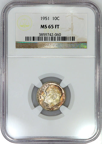 1951 Roosevelt Dime - NGC MS 65 FT (Full Torch)