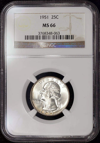 1951 Washington Quarter - NGC MS 66