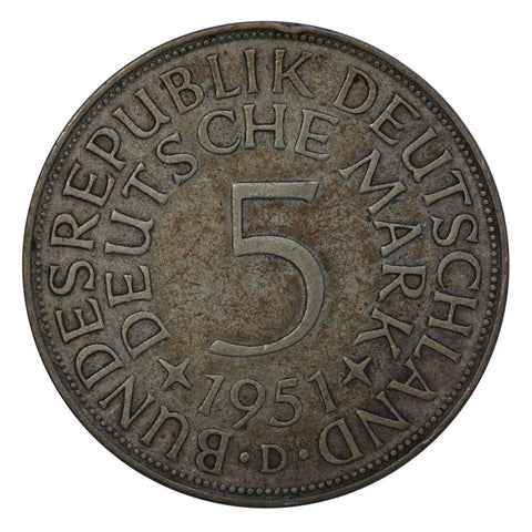 1951-D Germany Silver 5 Mark KM.112.1 - Extremely Fine