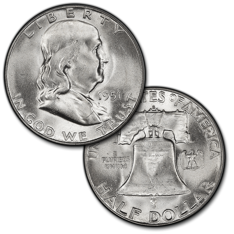 Pre-1955 Mixed Date Franklin Half Rolls - (20 PQBU Coins)