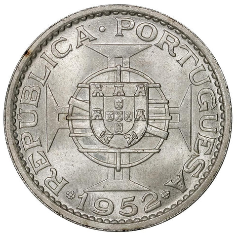 1952 Macau Silver 5 Patacas KM. 5 - Brilliant Uncirculated