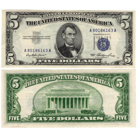 1953 $5 Silver Certificate Fr. 1655 - About Uncirculated