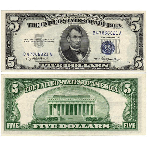 1953 $5 Silver Certificate Fr. 1655 - Extremely Fine