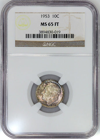 1953 Roosevelt Dime - NGC MS 65 FT (Full Torch)