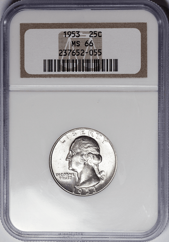 1953 Washington Quarter - NGC MS 66 - Gem Brilliant Uncirculated