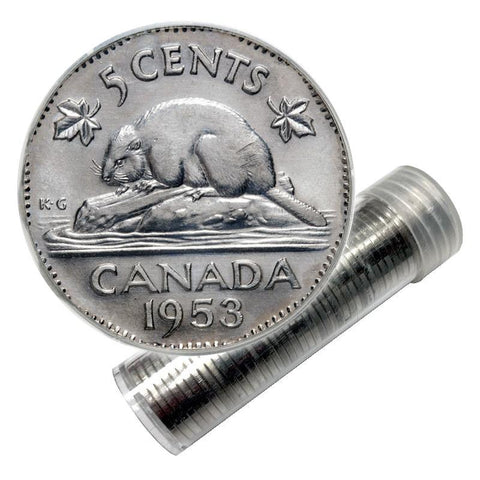 1953 Canadian Nickel Uncirculated Rolls